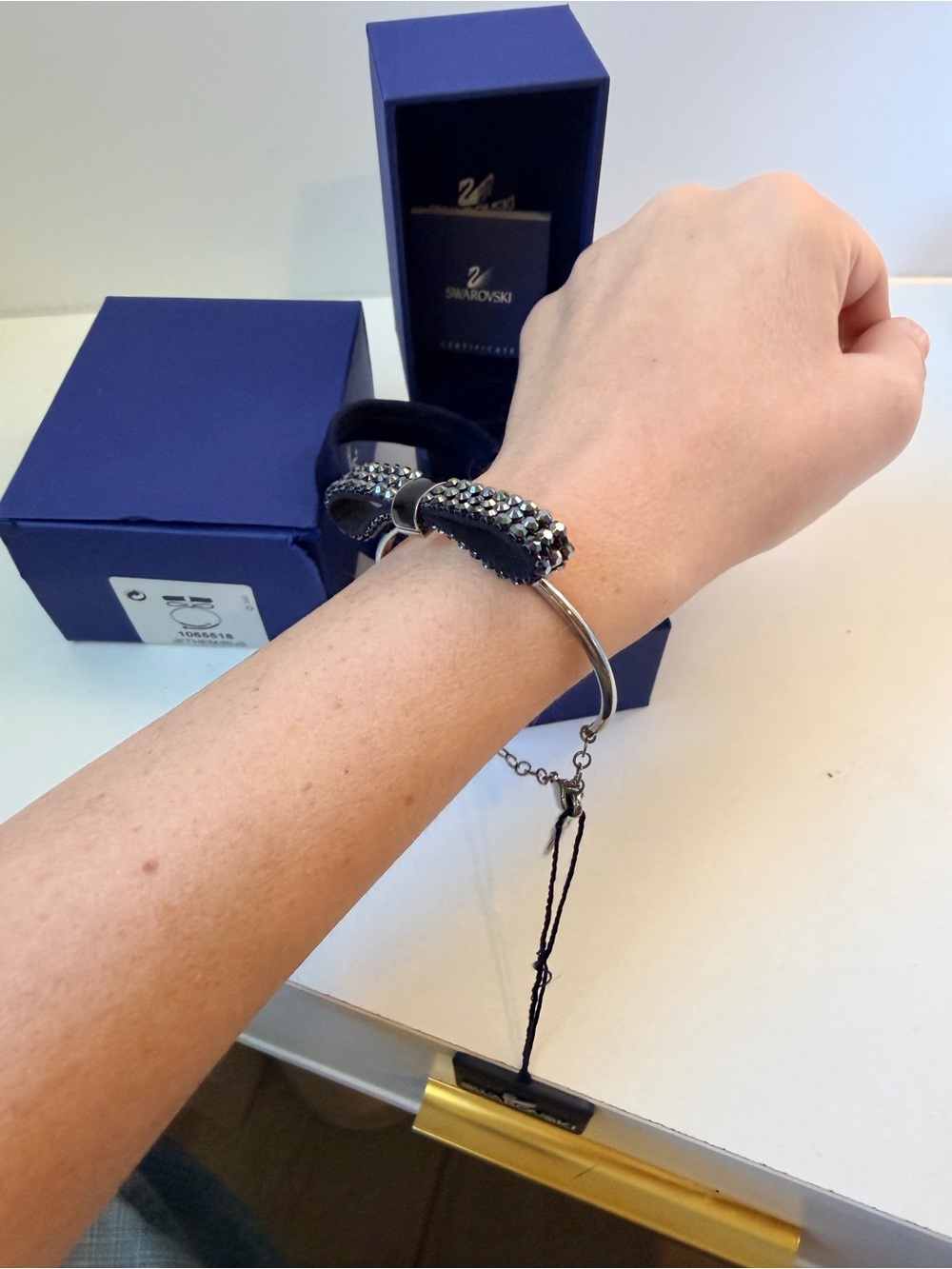 Swarovski Black Crystal Bow Cuff Bracelet